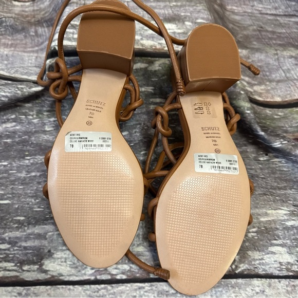 Nicky Mid Nappa Leather Sandals By Schutz Size 7 - Picture 7 of 9